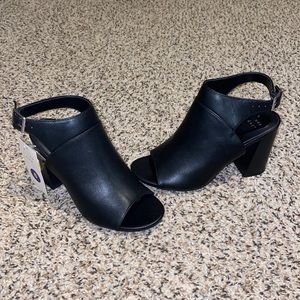 Black, faux leather Heels